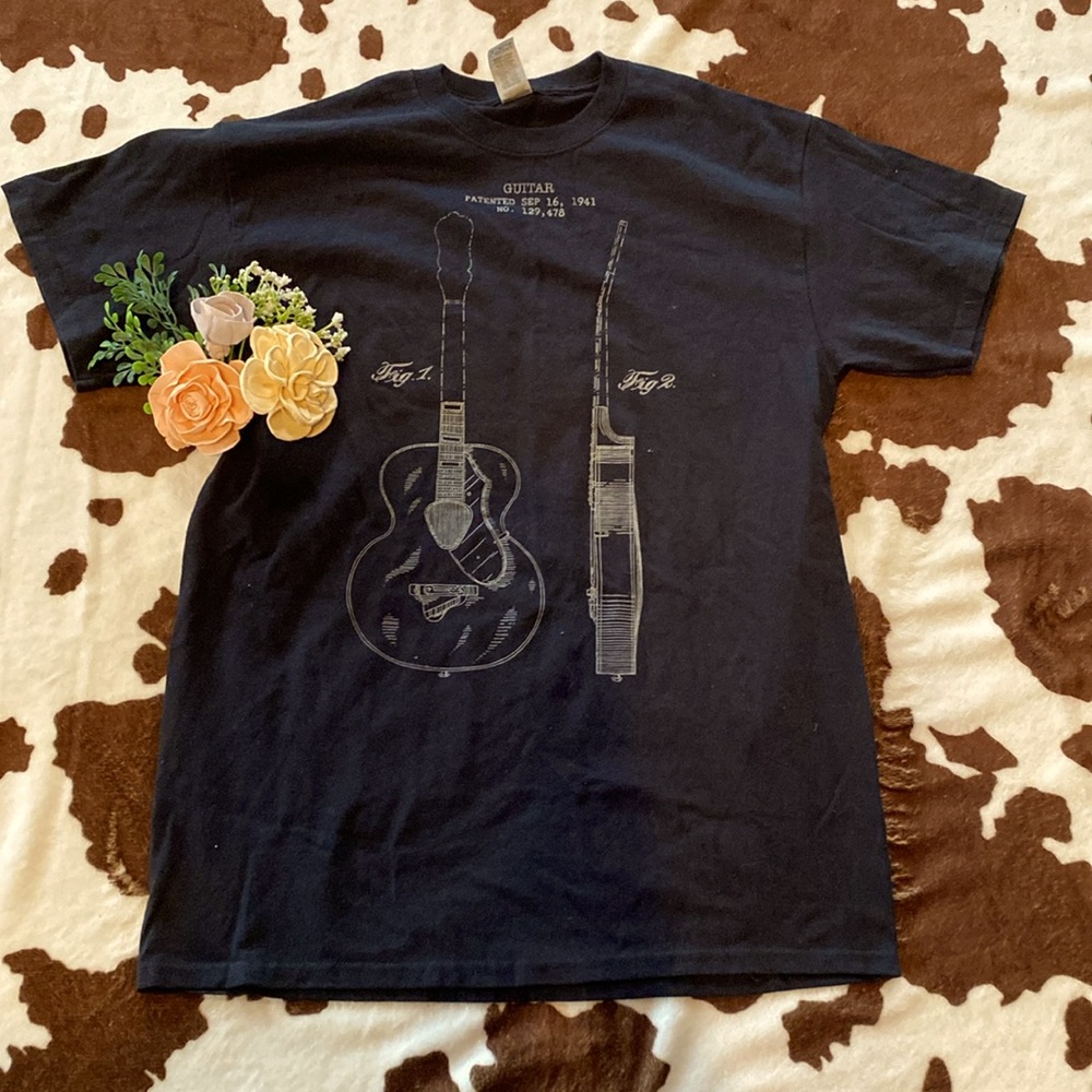 Unisex Black Acoustic Guitar TShirt